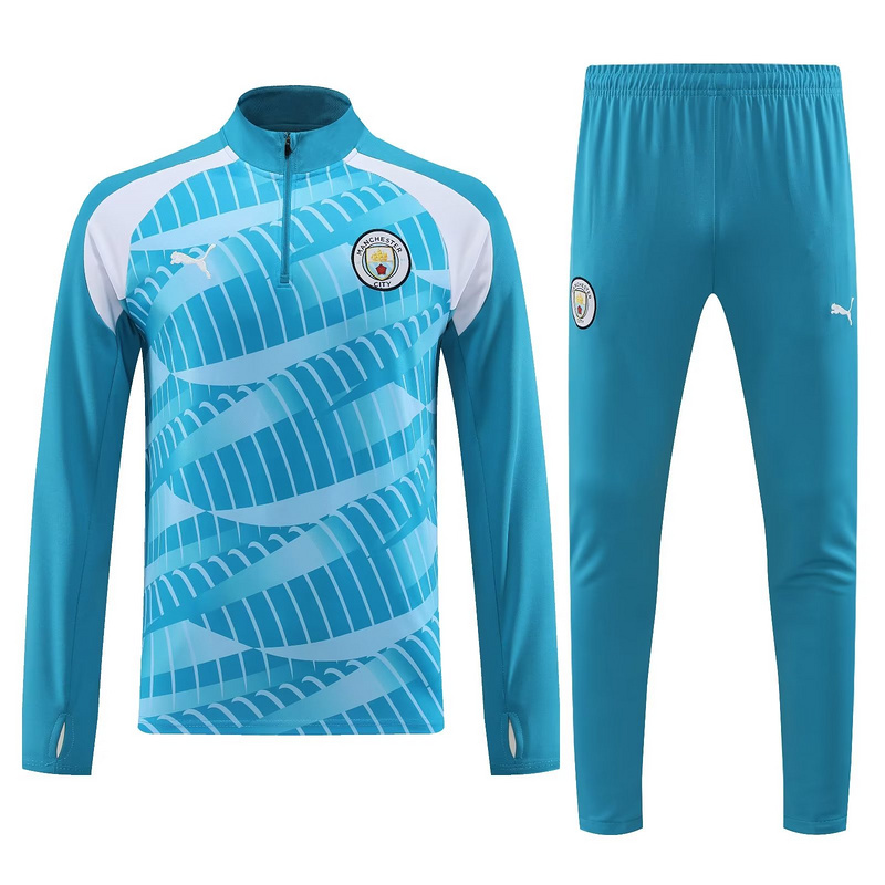 AAA Quality Manchester City 23/24 Tracksuit - White/Sky Blue